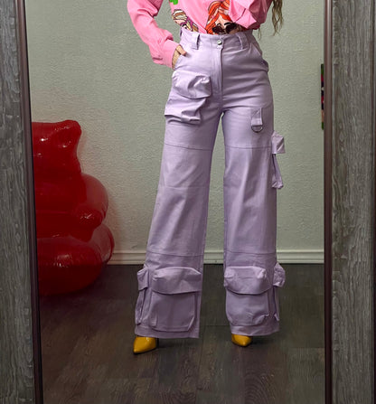 Lilia Cargo Pants- Purple